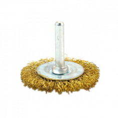 Perie sarma alama, circulara, cu tija, auriu, 75 mm