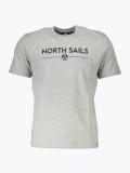 Tricou barbati din bumbac cu croiala Regular fit si imprimeu cu logo gri, North Sails