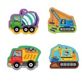 Puzzle cu 4 Vehicule de Santier pentru Bebelusi, 16 piese, Multicolor, CMCLASS