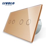Cumpara ieftin Intrerupator touch dublu+dublu Livolo din sticla aurie