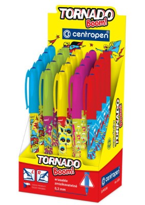 Rollerball 0.5 mm Centropen Tornado Boom corp color, scriere albastra foto