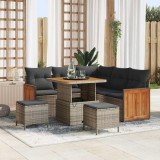 Set de canapele grădină cu perne - 8 piese gri din rattan poli și acacia.