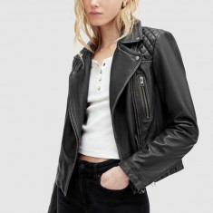 AllSaints geaca de piele CARGO femei, culoarea negru, de tranzitie