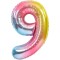 Balon din folie metalizata gradient flippy, figurina cifra, tema aniversare 100 cm, ambalaj individual, pai inclus, umflare cu aer sau heliu, multicol