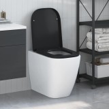 Capac WC cu eliberare rapidă, &icirc;nchidere lentă, negru, duroplast