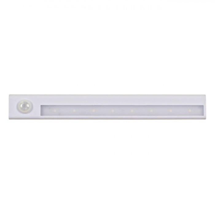 Lampă LED cu Senzor de Mișcare, Lumina Ambientală, Bază Adezivă, 23.5 cm, Alb