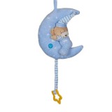 Jucarie suspendata pentru patut bebelusi, Model Ursulet Luna, cu lumina, 24 cm, ATU-085661, Multicolor, Oem