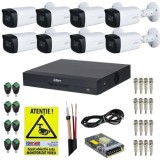 Kit supraveghere Dahua 8 camere 5MP IR 80m Starlight, DVR 8 Canale WizSense 5M-N/1080P, Accesorii + Autocolant Rovision SafetyGuard Surveillance