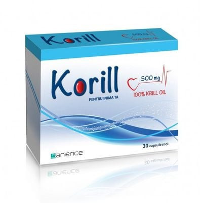 Korill ulei pur de krill, 500 mg, 30 capsule, Sanience foto