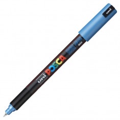 Marker UNI PC-1MR Posca, 0.7 mm,varf fin metalic,albastru metalizat