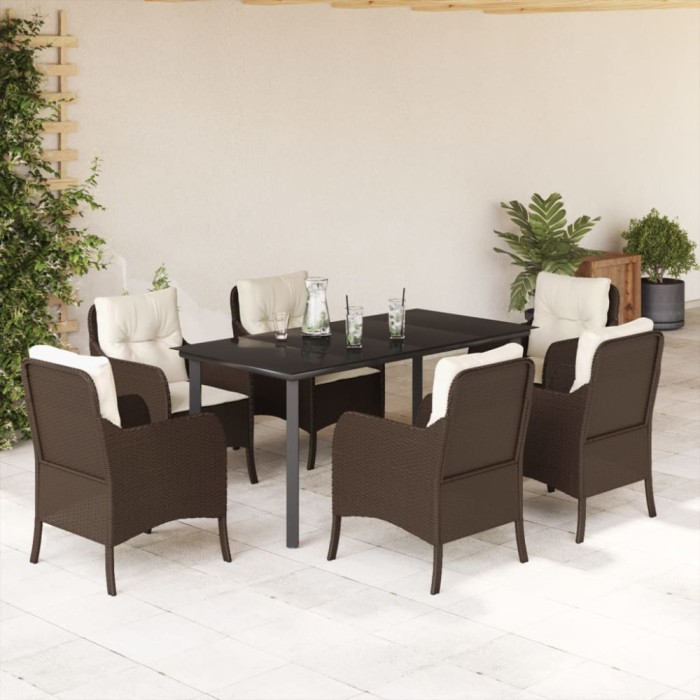 vidaXL Set mobilier de grădină cu perne, 7 piese, maro, poliratan 3211945