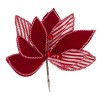 Floare Decorativă cu Clips, Model Crăciuniță, Roșu și Alb, 25cm, Catifea și Panglică, Clopoței Roșii, Oem