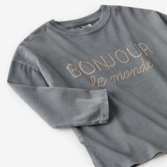 Bluza de fete cu text" Bonjour" Zara