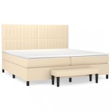 Cumpara ieftin Pat box spring cu saltea, crem, 200x200 cm, textil