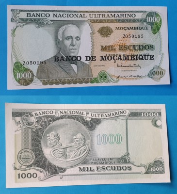 Bancnota veche - Mozambic 1000 Escudos 1972 - Supratiper + fir de siguranta UNC foto