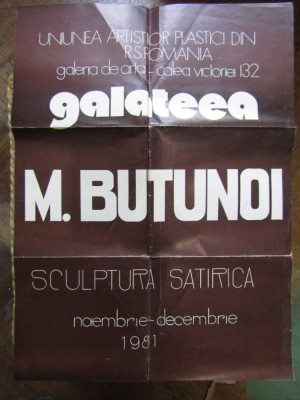 AFIS EXPOZITIE M. BUTUNOI GALERIA GALATEEA NOIEMBRIE-DECEMBRIE 1981 foto