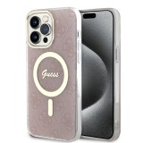 Husa iPhone 15 Pro Max originala Guess IML 4G MagSafe, roz, GUHMP15XH4STP