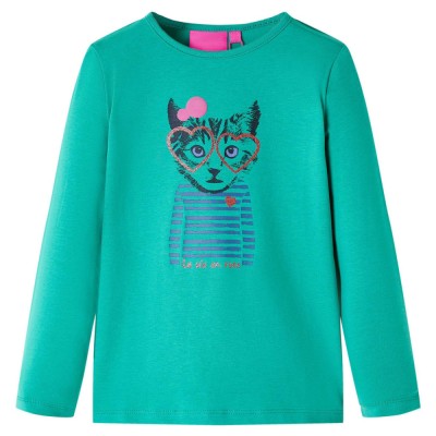 Tricou de copii cu m&amp;acirc;neci lungi, verde aprins, 140 foto