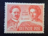 Germania (1948, Zona de Ocupație Sovietică) -24Pf Roșu "In Memoriam Karl Liebknecht &amp; Rosa Luxemburg" (MINT / Neștampilat) CLK1