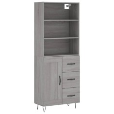Dulap inalt, gri sonoma, 69,5x34x180 cm, lemn compozit