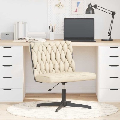vidaXL Scaun de birou pivotant, crem, material textil 4105403 foto