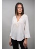 Bluza Dama Tip Tunica Y TWO WOMEN Kaleidare, Decolteu V, In &amp; Bumbac, Alb, S/M (36/38)