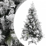 Brad de Crăciun cu zăpadă &amp; conuri, 195 cm, PVC&amp;PE