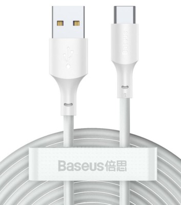 CABLU alimentare si date Baseus Simple Wisdom, Fast Charging Data Cable pt. smartphone, USB la USB Type-C 5A (2buc/set), 1.5m, alb &amp;quot;TZCATZJ-02&amp;quot; (timbr foto