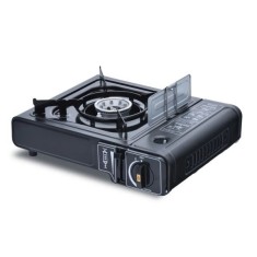 Aragaz Portabil pe Gaz, 1 Arzator Alimentat cu Butan, 1.9 W, Dimensiuni Compacte 35.5 x 30.5 x 10 cm, Negru