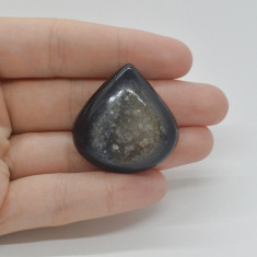 Cabochon agat negru druzy 33x32x9mm c23