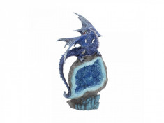 Statueta dragon albastru Custodele de cobalt 22 cm foto