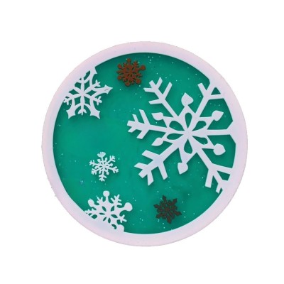 Suport pentru Pahar, Cyrax, Model Fulg de Nea, din PVC, 10 cm, Rezistent la Caldura, Verde foto