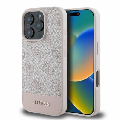 Husa pentru Apple iPhone 16 Pro, Guess, 4G Bottom Stripe, Roz foto