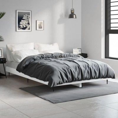 vidaXL Cadru de pat, alb, 120x190 cm, lemn prelucrat 832293 foto