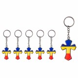 Cumpara ieftin Set 6 brelocuri argintii 10,3 cm cu cruce 2,1 x 3,4 cm si tricolor Romania, port chei metalic, pentru femei si barbati