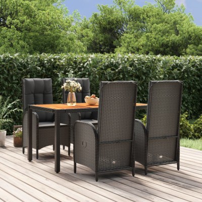 vidaXL Set mobilier de grădină cu perne, 5 piese, negru, poliratan 3185070 foto