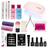 Cumpara ieftin Kit Unghii False cu Tipsuri Soak Off Easy Shine + Lampa UV LED