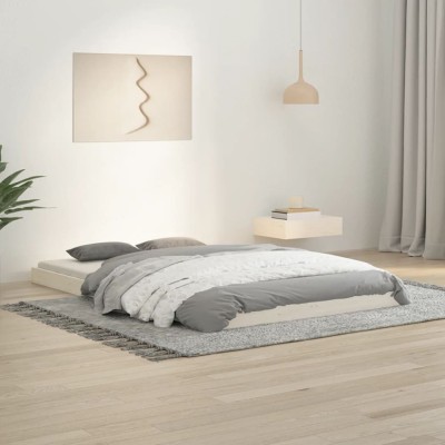 vidaXL Cadru de pat Small Double 4FT, alb, 120x190 cm, lemn masiv pin foto