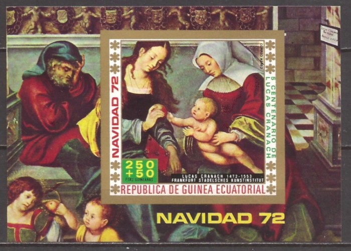 GUINEA ECUATORIALA 1972 PICTURA CRACIUN ( colita nedantelata ) MNH
