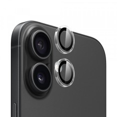 Folie de protectie Camera Spate Blueo Metal Frame pentru Apple iPhone 16 Plus / 16, Sticla Securizata, Transparenta