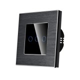 Luxion &icirc;ntrerupător touch triplu &icirc;ncastrat, aluminiu, negru