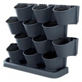 Set 12 ghivece decorative, Cascade Green, modular, antracit, 12x0.75 L, 68.5x19x54.6 cm, Strend Pro