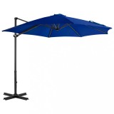 VidaXL Umbrelă &icirc;n consolă, st&acirc;lp din aluminiu, albastru azur, 300 cm