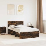 vidaXL Cadru de pat Stejar fumuriu 120 x 123 cm Lemn compozit 3408869