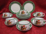 SET / SERVICIU CAFEA SI TORT PORTELAN LUCIANO DECOR DE IARNA CU OM DE ZAPADA