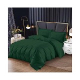 Cumpara ieftin Lenjerie de Pat Damasc, 1 Persoana, 4 Piese cu Elastic, Verde Inchis - SIPRg-04