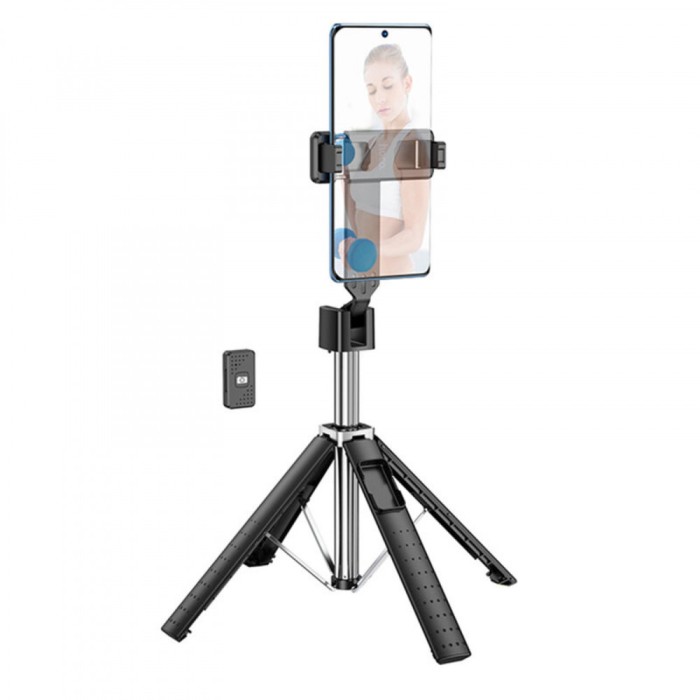 Selfie Stick Hoco K18 trepied Bluetooth cu telecomanda, Negru