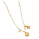 Cumpara ieftin Colier placat cu aur steluta de mare si scoica