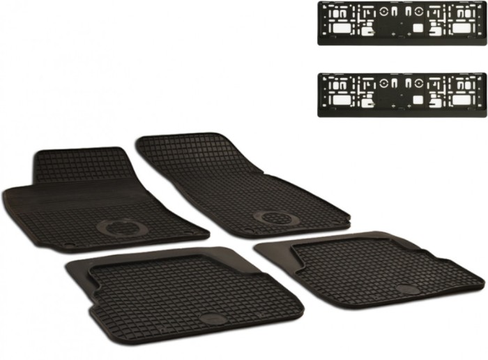Set Covorase Auto Cauciuc Umbrella Pentru Skoda Superb (2002-2008) + Suport Numar Inmatriculare Mega Drive Simplu Set 2 Buc