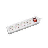 Prelungitor 1.5m 4 prize cu intrerupator, alb, Inlet